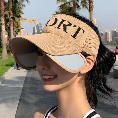 Sunblock Sports Hat Women's Summer Sunblock Sunblock Large Brimmed Empty Top Cap Retractable Sun Fashion Outdoor