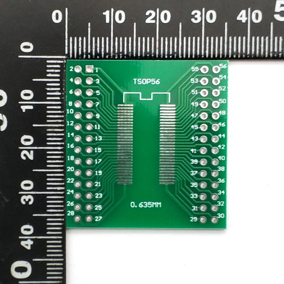 TSOPII TSSOP56 SOP56 Conversion Board 0.635mm / 0.8mm Pitch SDRAM Adapter Board