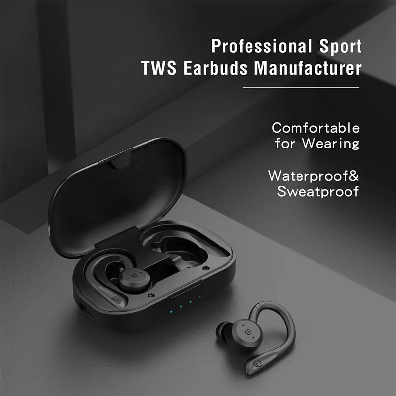 20 Hours Play Time Swimming Waterproof Bluetooth Earphone Dual Wear Style Sport Wireless Headset TWS IPX7 Earbuds Stereo