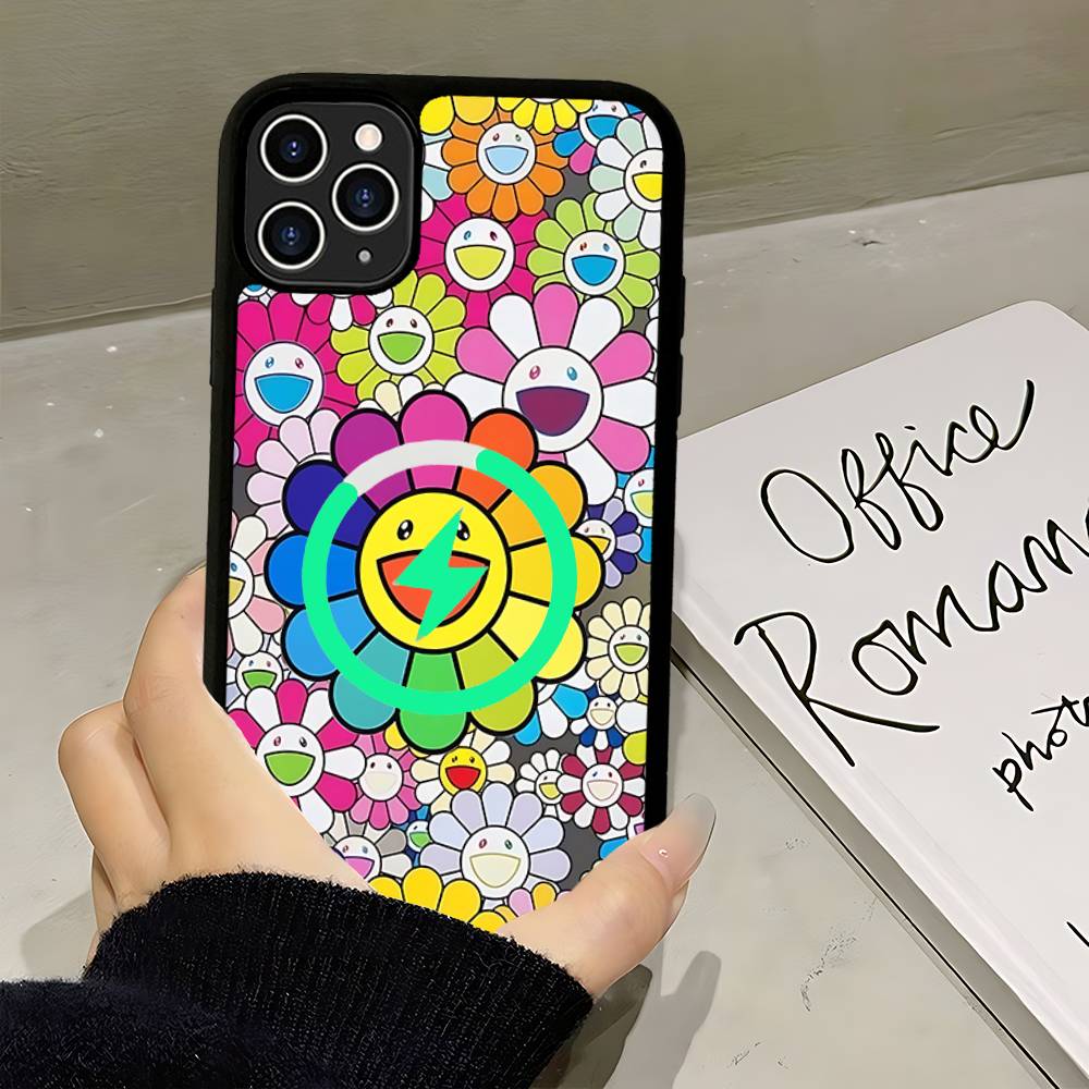 T-Takashi Flower M-Murakami For Magsafe Magnetic Wireless For IPhone 16 15 14 13 12 11 17 Pro Max Plus Phone Case