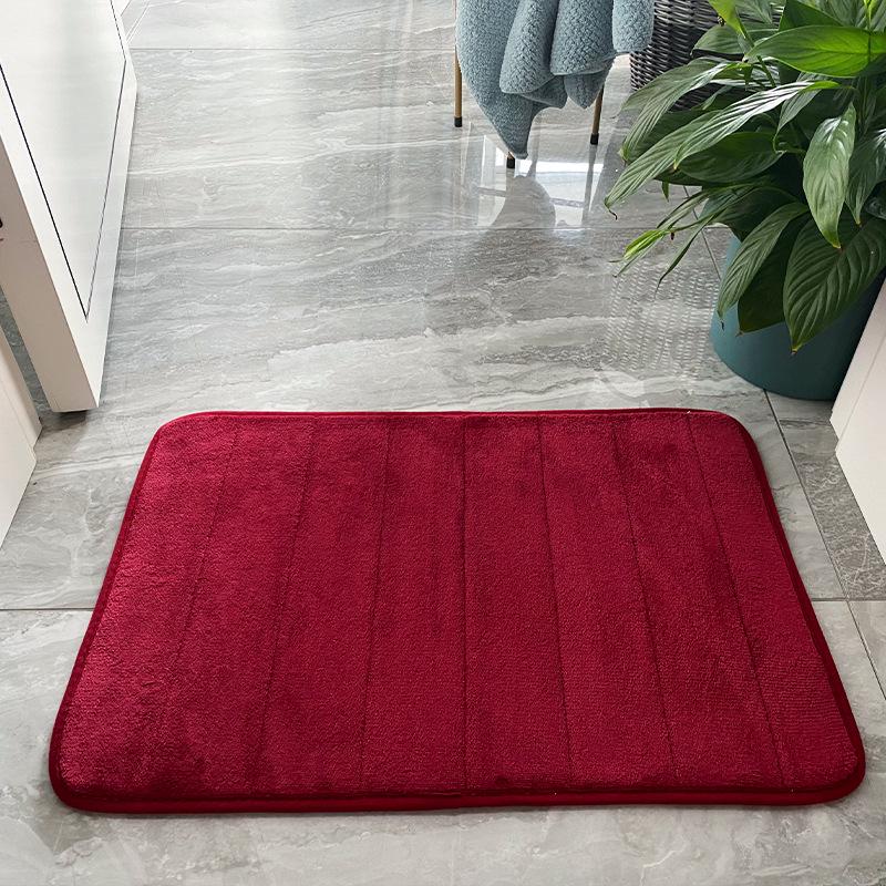 Quilted Coral Fleece Floor Mats: Perfect for Bedroom, Entrance, Bathroom, and Toilet; Absorbent, Embroidered Design.