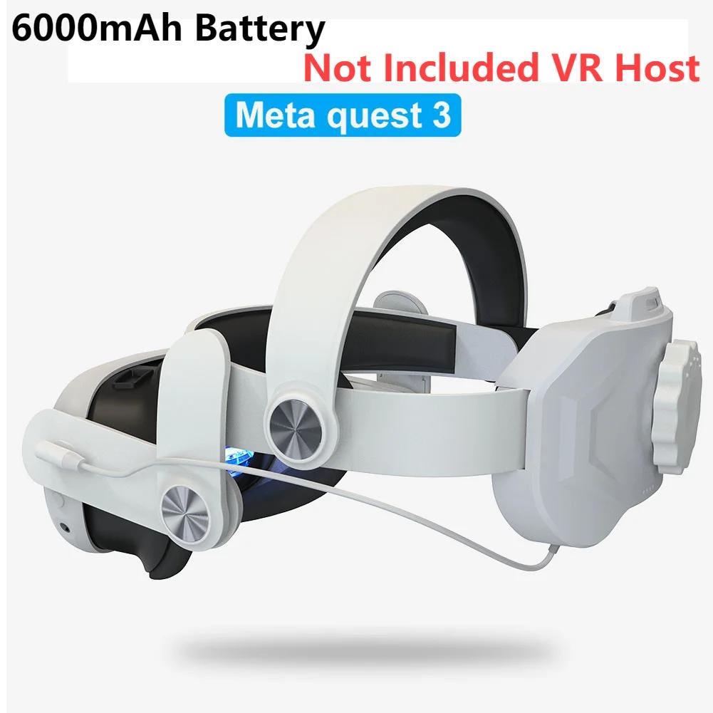 Huvudrem för Meta Quest 3 Komfortsvamp VR-huvudbonad Laddningsheadset med Inbyggda 8000/6000mAh Batterier för VR-tillbehör
