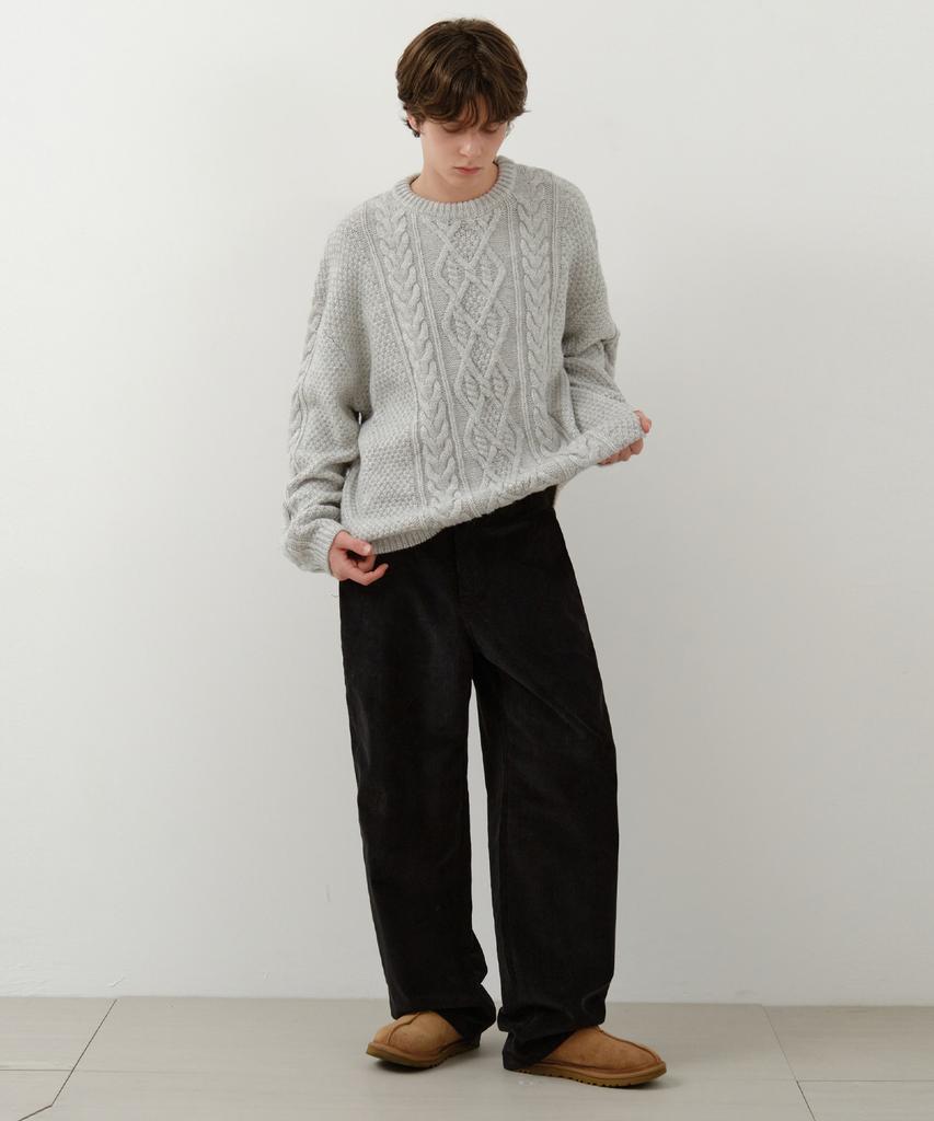 Wednesday Oasis Plain Corduroy Wide Pants_Black(W25-Pt39)