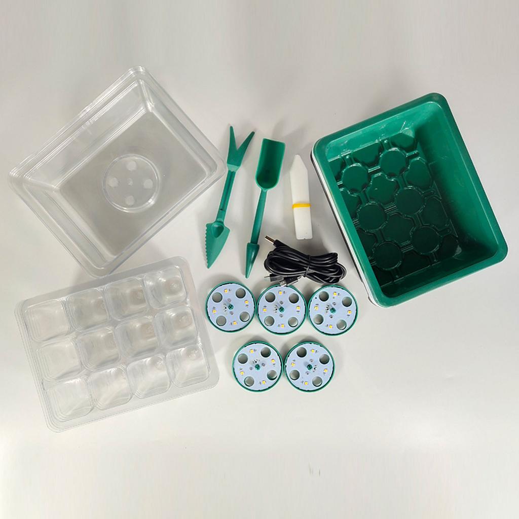 12 Hole Plant Lamp Set with LED Grow Lamp Seedling Tray Set Seedling Starter Tray