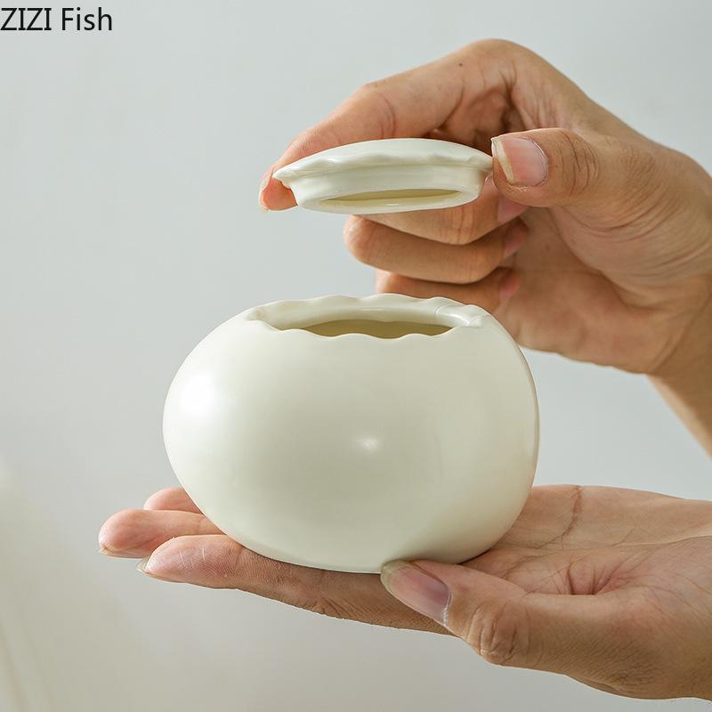 Creative Eggshell Shape Candle Holder Ceramic Candlestick Desk Decoration Wax Melt Burner Aroma Diffuser Home Aroma Container