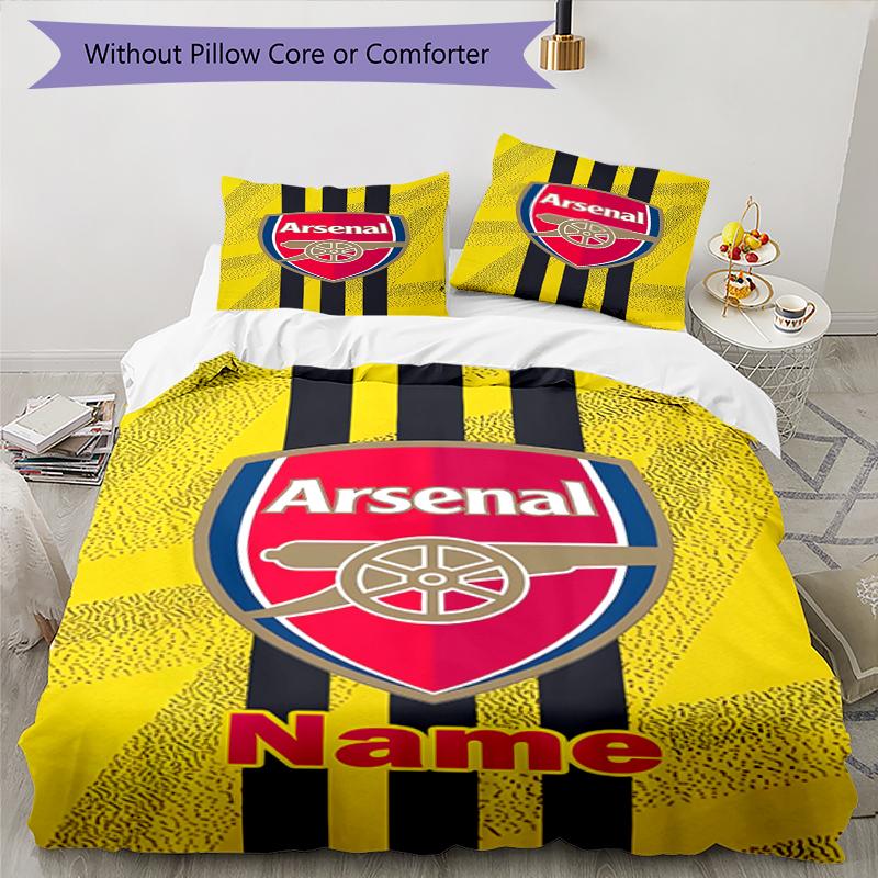 3pcs Custom Name Arsenal F.C Bedding Set Duvet Cover Closure Includes 1 Duvet Cover & 2 Pillowcases, Soft and Comfortable for All Seasons.