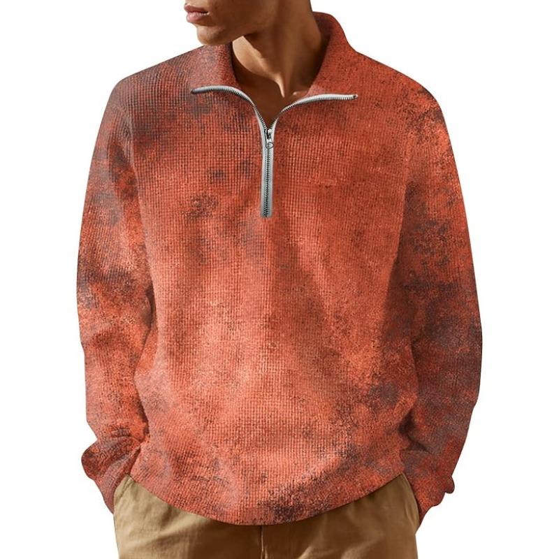 

Long Sleeve Shirts for Men Mens Quarter Zip Up Pullover Tie Dye Lightweight Mock Neck Waffle Sweatshirt Casual Stylish S