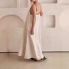 A-shaped pendulum silhouette minimalist holiday skirt, solid color loose suspender cotton and linen long dress