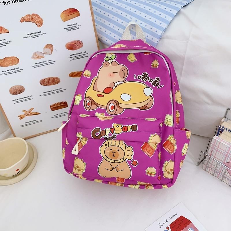 Cute School Childrens Bag With Cartoon Capybara Print For School Use Daily