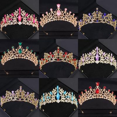 Barock Vintage Prinzessin Königin Brautkrone Kopfbedeckung Kristall Tiara Für Frauen Hochzeit Krone Haar Kleid Zubehör Schmuck Krone