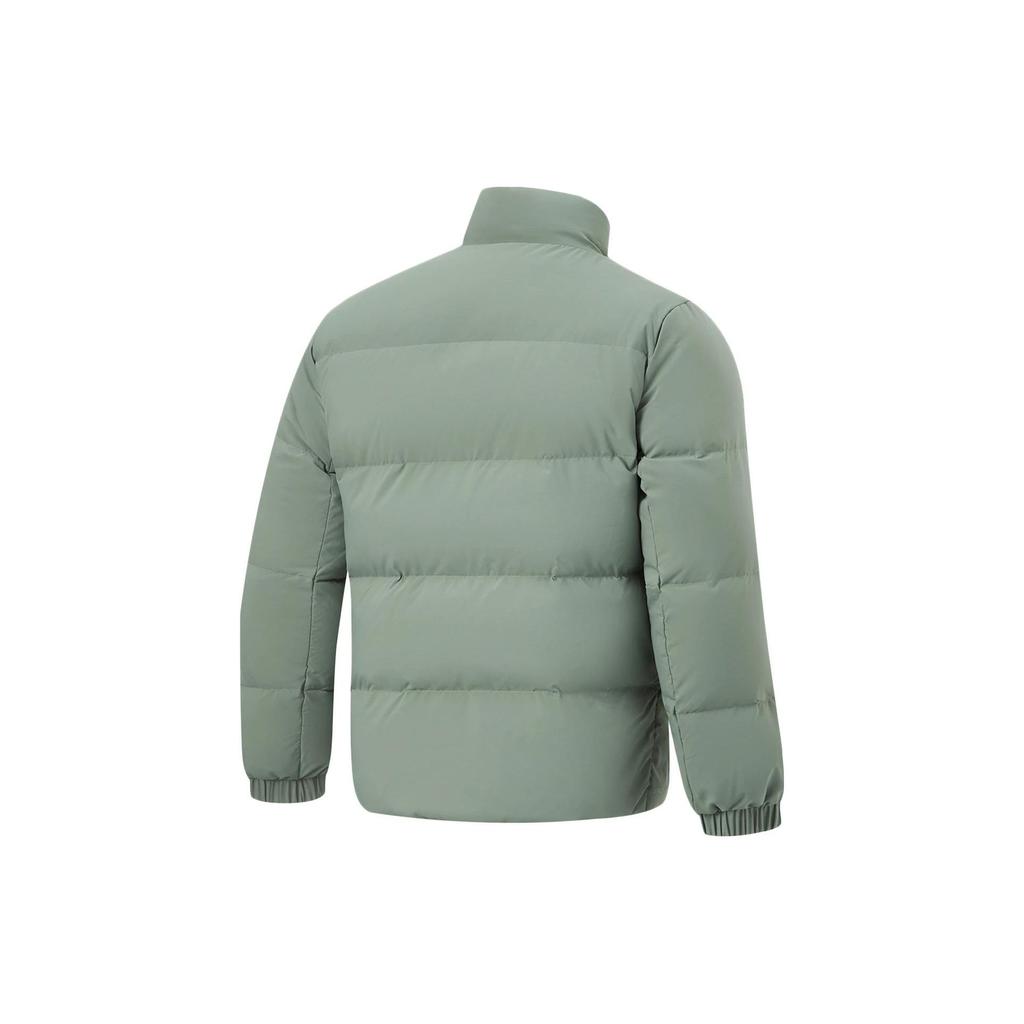 Li Ning Fitness Series Solid Color Stand Collar Water Resistant Short Down Jacket Men Jacket Gray-Green AYMT105-4