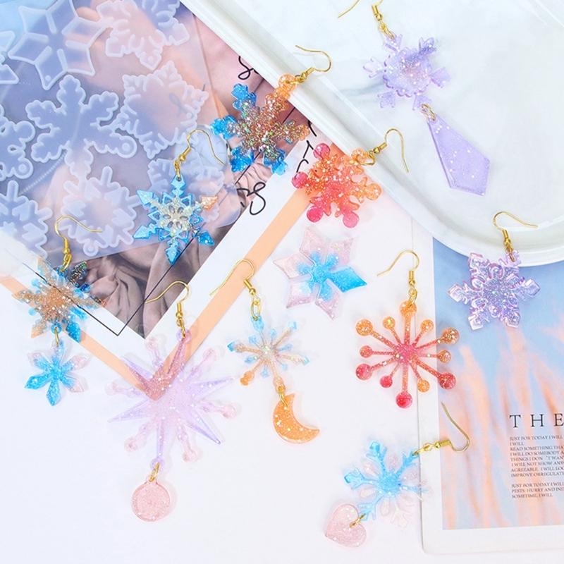 Χριστουγεννιάτικα Σκουλαρίκια Καλούπι Εποξειδική Ρητίνη Σιλικονούχα Καλούπια DIYs Κρεμαστό Νιφάδα Χιονιού Καλούπι Σκουλαρικιών Μπρελόκ Εργαλείο Κοσμημάτων Εποξειδικής Ρητίνης