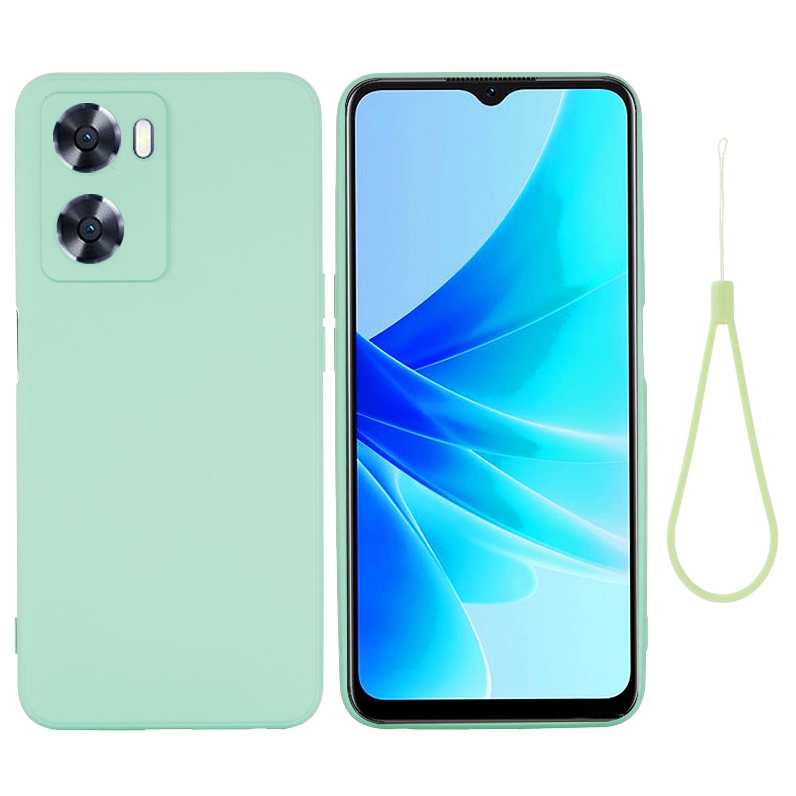 

For OnePlus Nord N20 SE 4G Case Anti-Scratch Liquid Silicone Phone Cover with Hand Strap Green