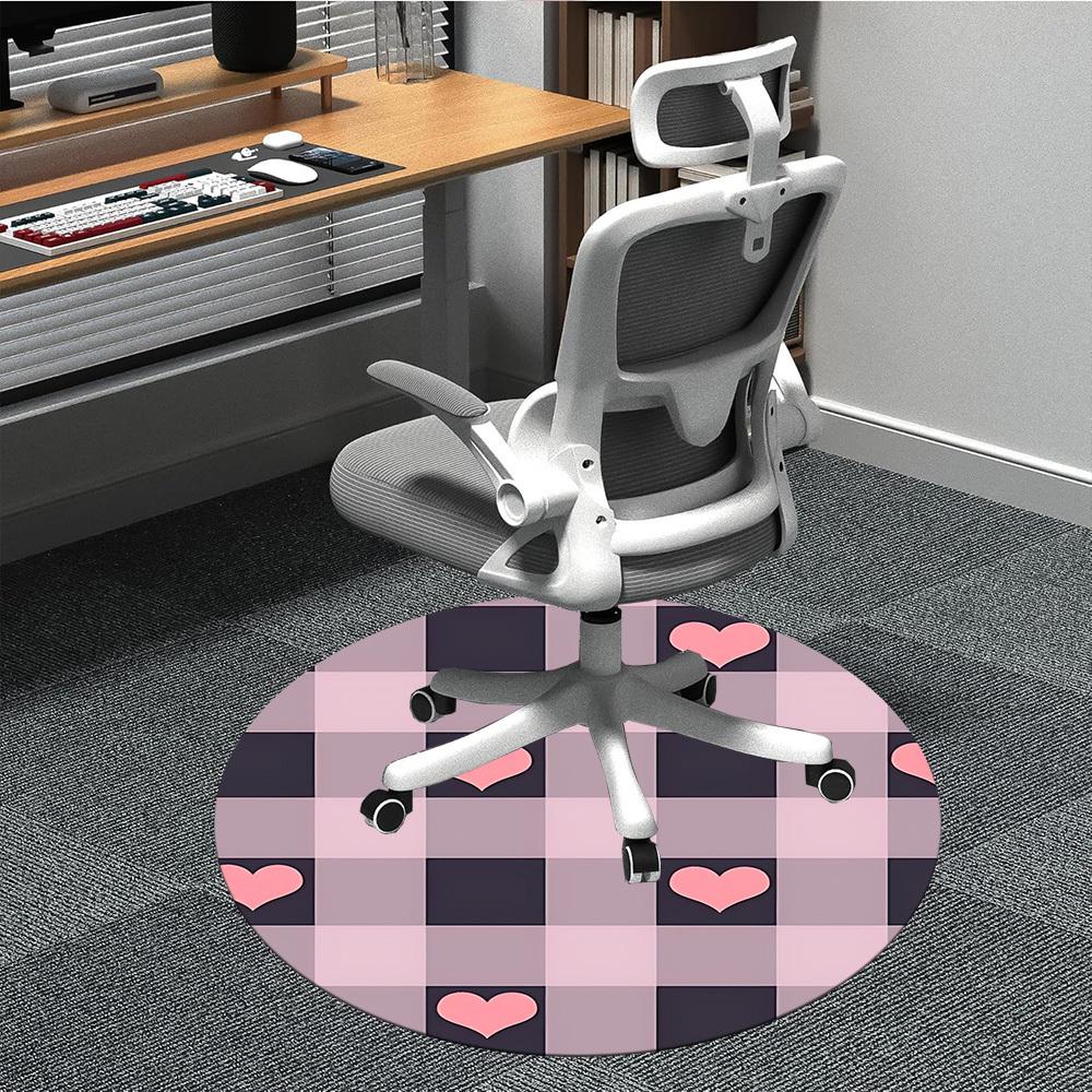 

1pc Heart Checkered Pattern Chair Carpet for Office Non Slip, Machine Washable Rug for Office, Room Holiday Decor for Christmas, Birthday Polyester 80cm