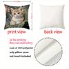 2D flat printing Cute Kitten Pattern 2d Printed Sofa Cushion Pillow Polyester pillowcase sofa decorative cushion cover