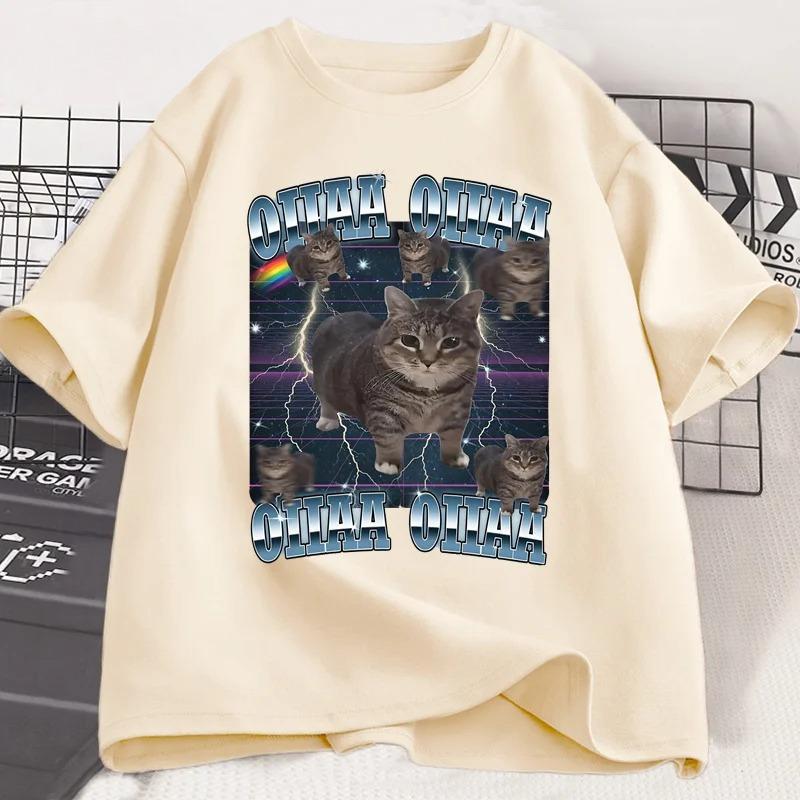 Funny Viral Oia Cat Meme Graphic T Shirts for Women Silly Cats T-shirt Oiiaa Oiiaa Cat Unhinged T Shirt Harajuku Clothes
