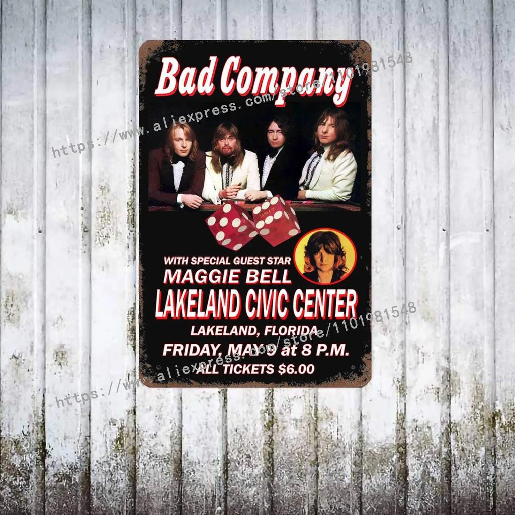 Bad Company Band metal Decor Poster Vintage Tin Sign Metal Sign Decorative Plaque for Pub Bar Man Cave Club Wall Decoration