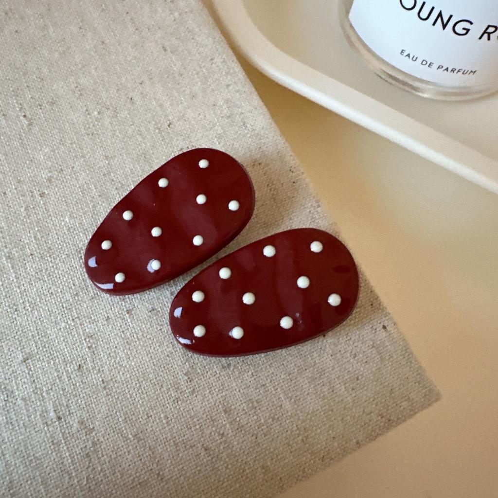 Cute Polka Dot Hair Clips Women Colorful Oval Hairpins Sweet Daily Hair Accessories for Girls Side Bangs Clip Headwear