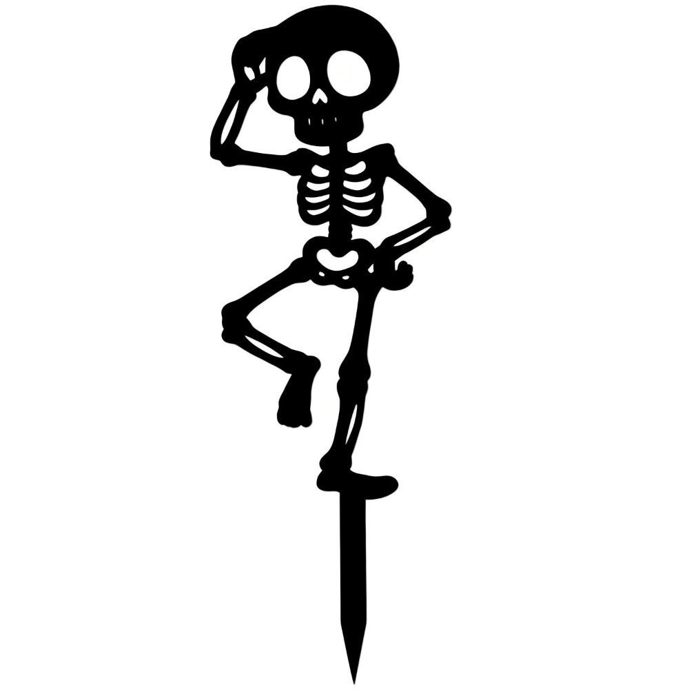 Dancing Skeleton Garden Stake Decorations Skull Humorous Art Stakes Garden Entry