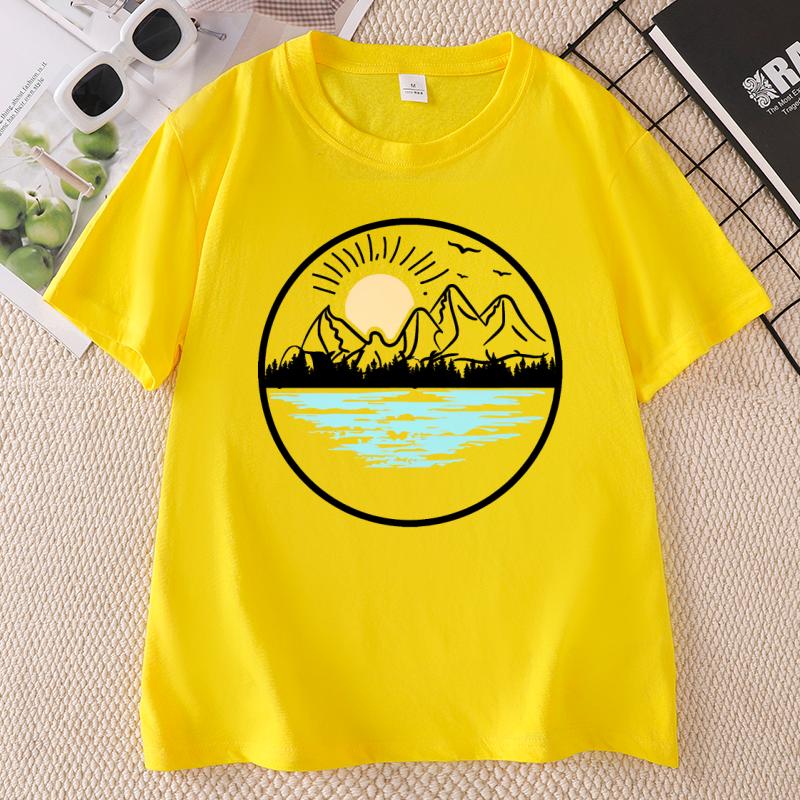 Nature Lover TShirt Mountain Lake Graphic Tee Unisex Unisex Outdoor Tshirt Cotton Short Sleeve Summer Casual T Shirt Clothes
