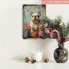 Vintage French Bulldog Metal Poster Wall Art, Flowers Living Room Decor