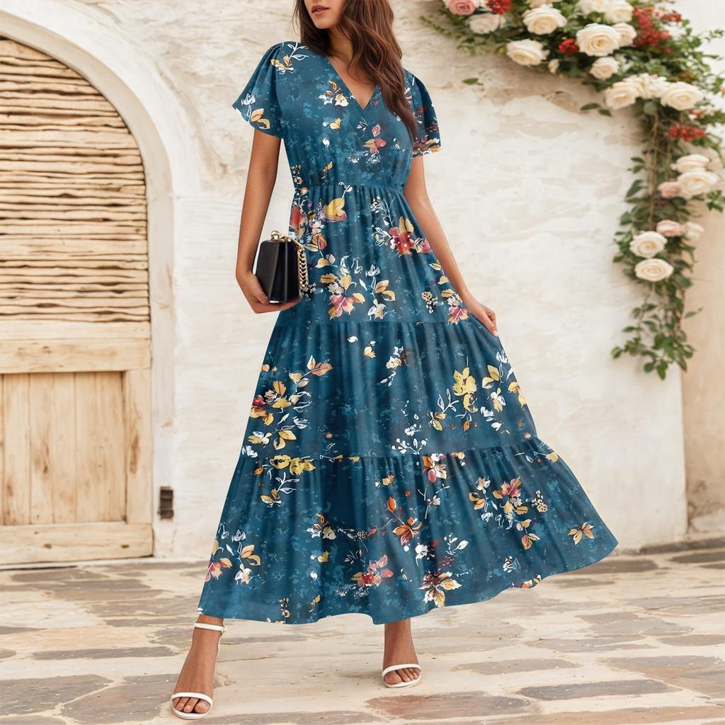 Women's Flowy Dresses Women's Summer Dresses Casual Short Sleeve Maxi Dresses Formal Maxi Dresses