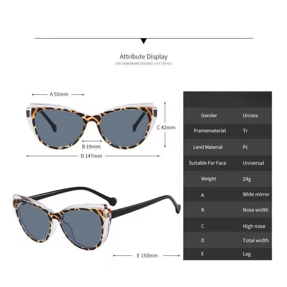 Fashion Spliced Contrast-colored Cat-eye Reading Sunglasses for Women Stylish Triangular Cat-eye and UV-blocking Sunglasses +4.0