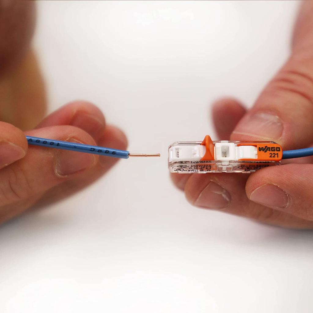 WAGO Conector de Empalme Eléctrico de Palanca In Line, Conexión Segura de 1 Polo 221-2401, Pack de 60pz