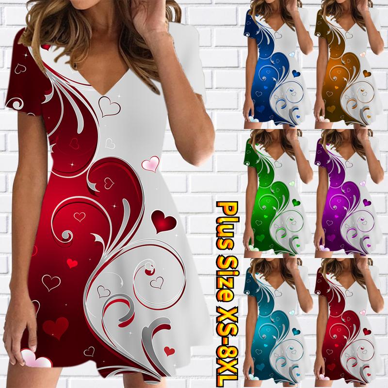 

Летнее модное женское платье с V-образным вырезом и коротким рукавом с принтом в виде листьев и сексуальных коротких юбочных платьев