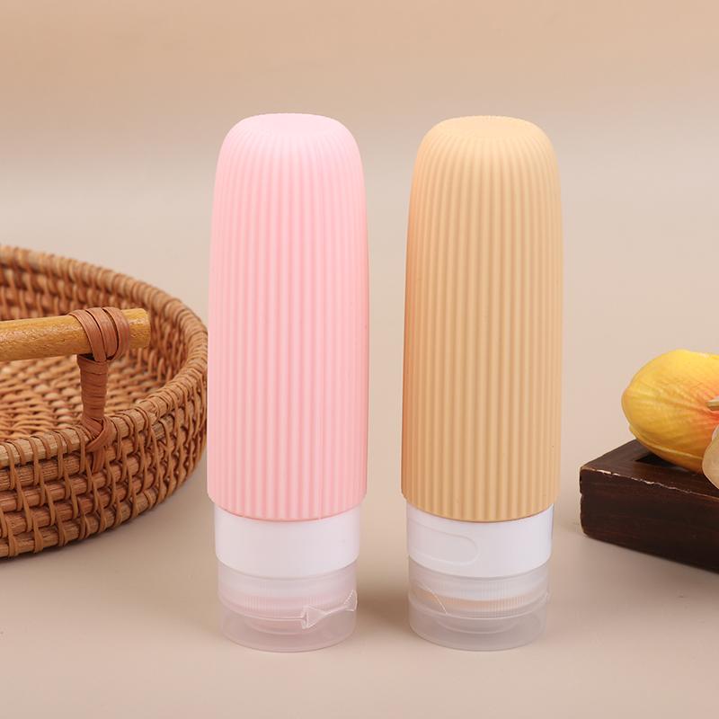 4Pcs/Set Silicone Travel Bottles 90Ml Travel Size Containers Leak Proof Refillable Liquid Squeezable Clear Toiletry Bag