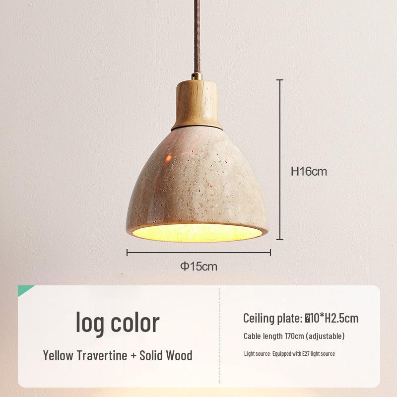 Yellow Travertine Pendant Light - Retro Cream Wabi-sabi Style for B&B, Restaurant, Bedroom, or Bedside.