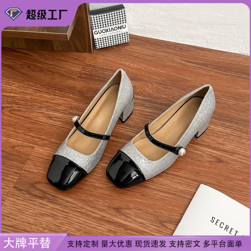 Grape mother 2025 spring new Mary Jane high heels women wear high-end thick heels single shoes color matching shoes women