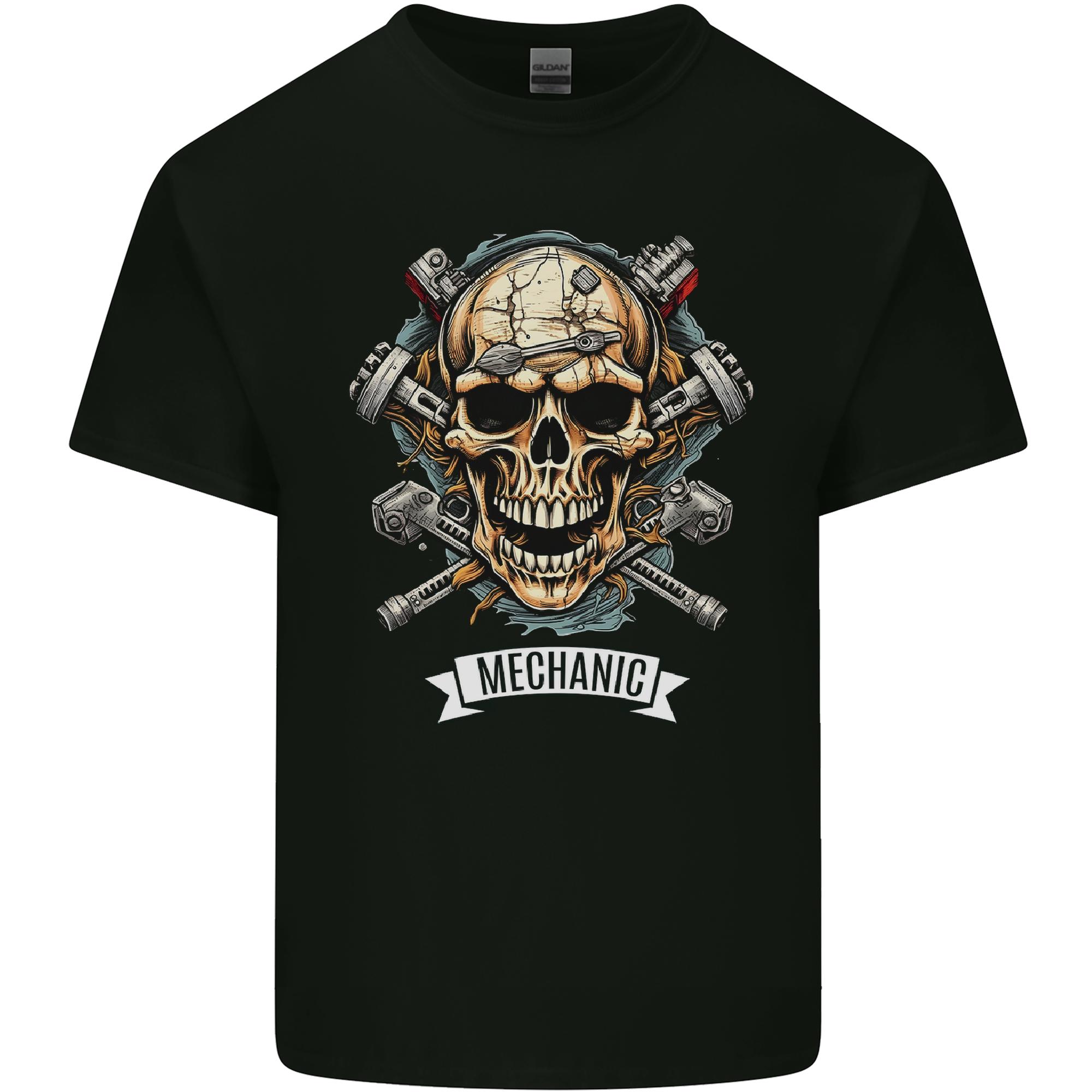 Mechanic Skull Biker Motorbike Motorcycle Unisexs Light Cotton TShirt S