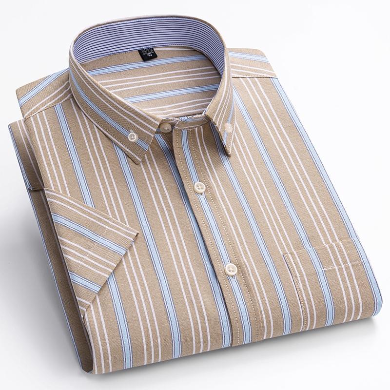 Camisa Oxford de Hombre 100% Algodón Manga Corta Nueva Alta Calidad Casual de Negocios Moda Hombre Tallas Grandes Formal S-7XL