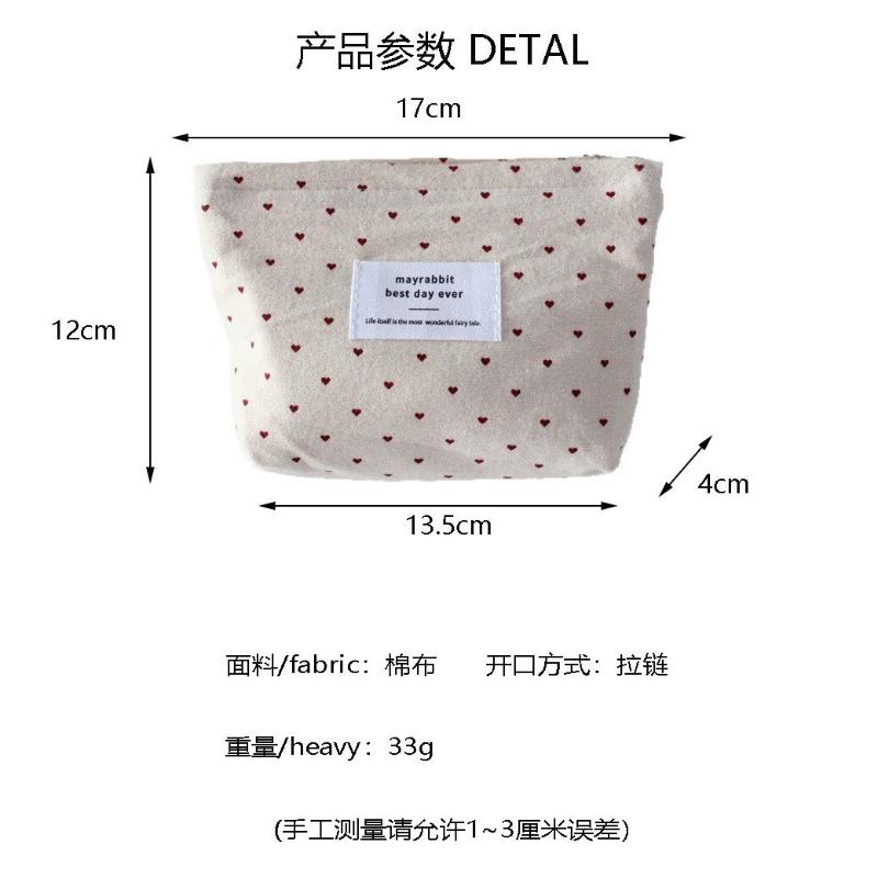 Korean Ins Dot Love Lipstick Makeup Bag Female Clutch Bag Small Cosmetics Bags Inner Bags Travel Organizer Bags Toiletries Bag