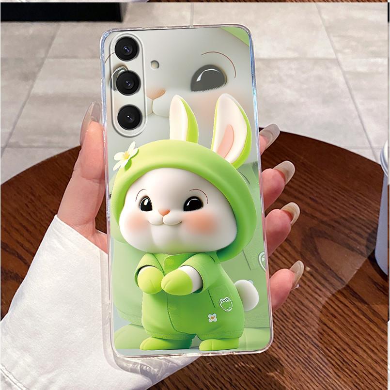 Fashion Cute Love Rabbit Phone Case For Samsung Galaxy S25 Plus S 25 Ultra Edge 5G Clear Silicone Protective Soft TPU Back Cover