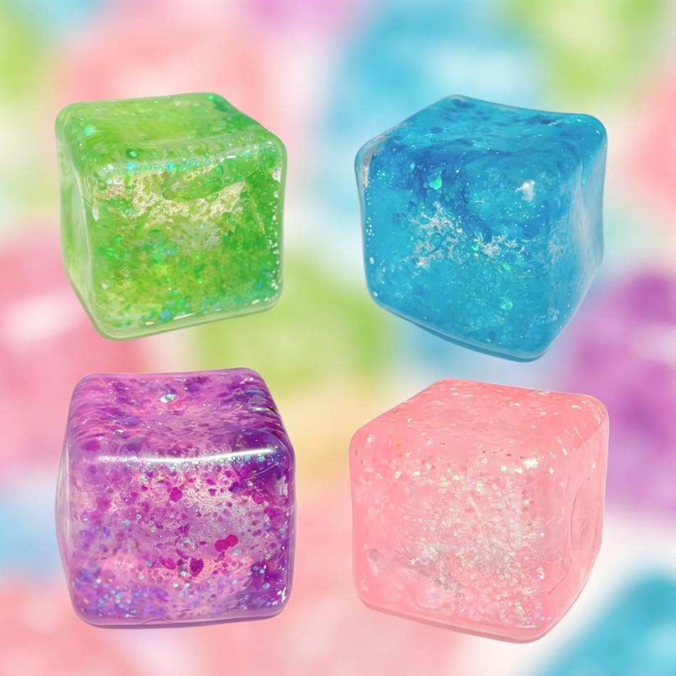 Topmix New Glitter Stress Cube Stress Balls Malt Sugar Stress Balls For Adults & Kids Adhd Fidget Toys Anxiety Squishy Toys