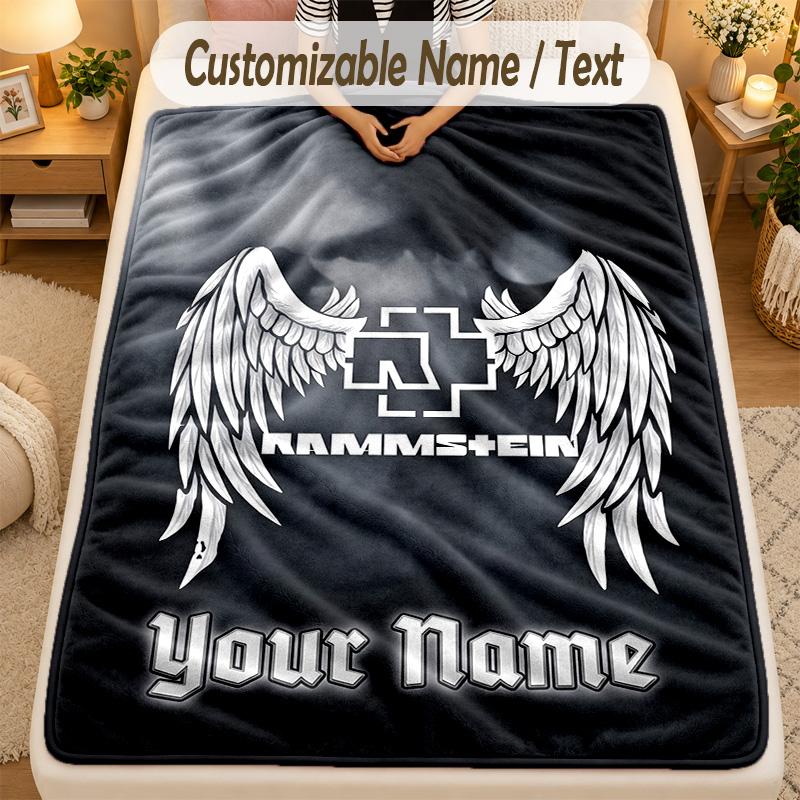 FlaneldeckeRammstein Benutzerdefinierter Name Text Personalisierte Weiche Warme Überwurfdecke Heimdekoration Geschenk