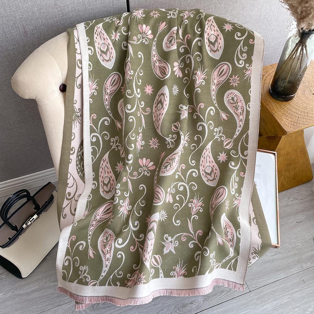 Scarf Women'S Versatile Long Scarf Imitation Cashmere Cashew Flower Shawl Women'S Scarf