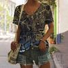 Women's Summer Tee New 3D Digital Printed V-neck T-shirts Streetwear Tops