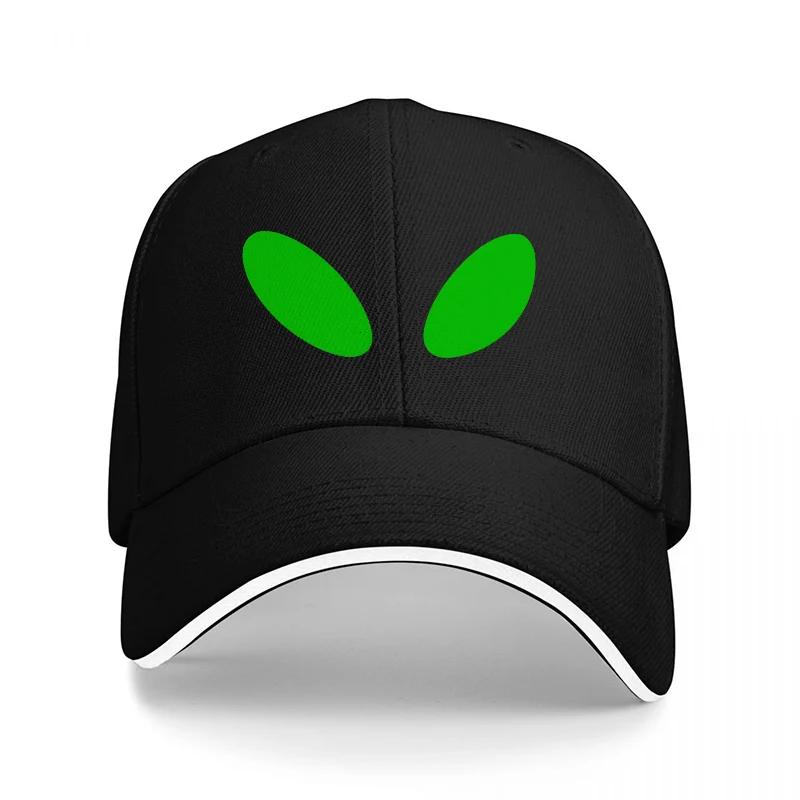 Alien Eyes Design Black Baseball Cap with Green Oval Eyes for Men and Women Casual Streetwear Fashion Accessory