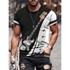Musical Instrument Guitar 3D Printed T-shirt, Men's and Women's Fashionable Short Sleeved T-shirt, Children's