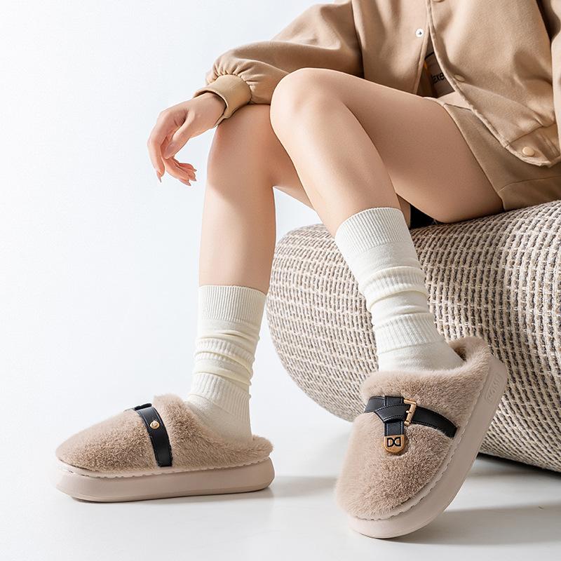 Cotton Slippers Winter 2025 New Indoor Home Non-slip Thick Bottom Plush Warm Cotton Mop Winter