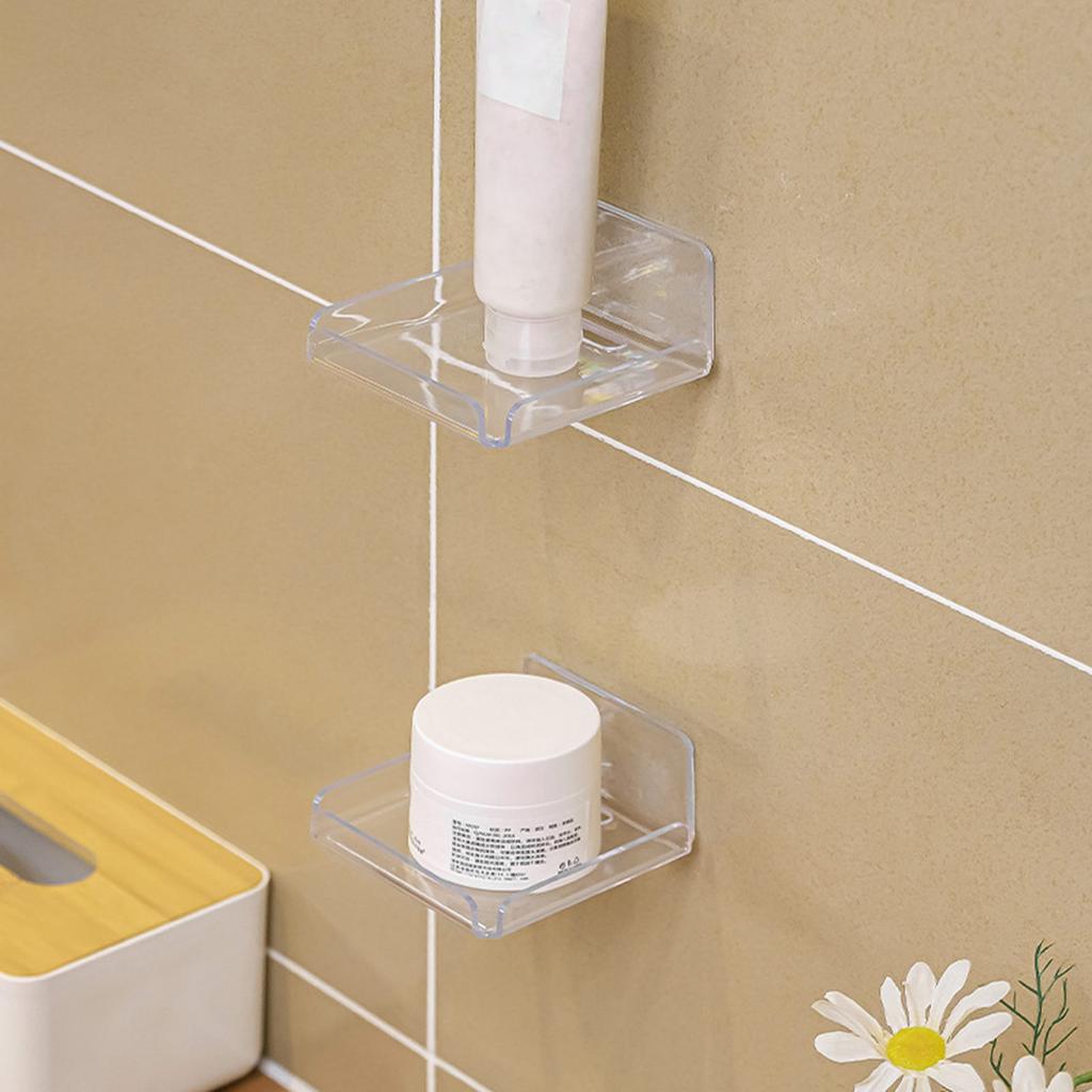 2pcs Adhesive Acrylic Shelf Wall Mount Shelves Floating Storage Rack No Drill Display Stand Bathroom Kitchen Organizers
