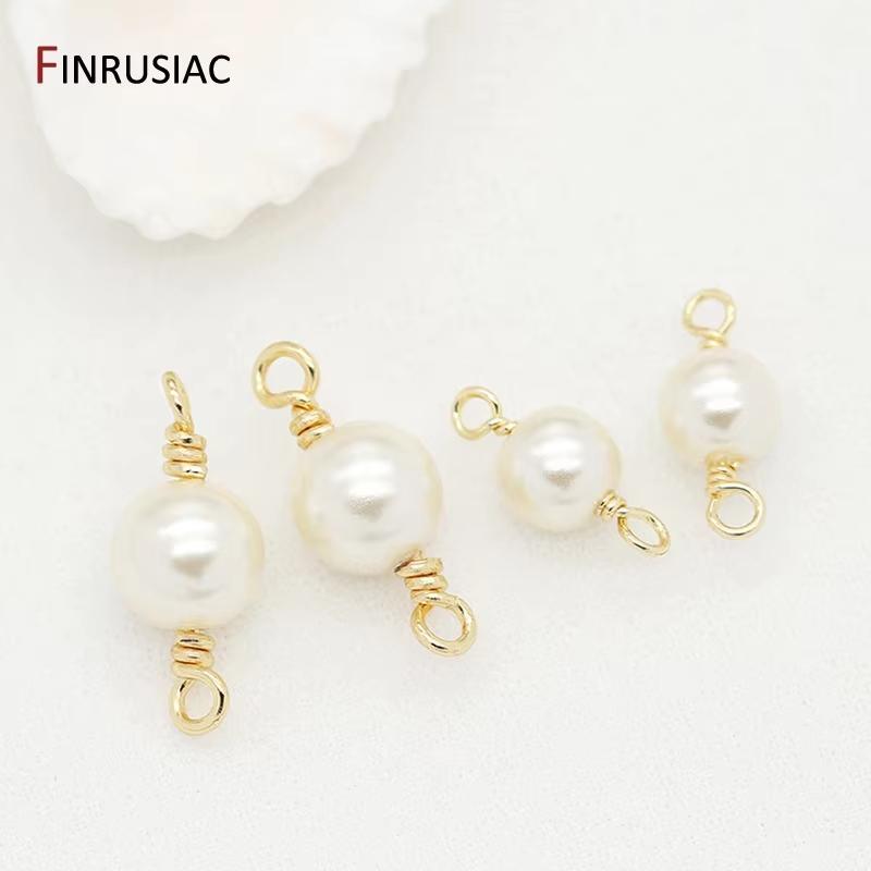 

4mm 14K Gold Plated Brass Double Hole Pearl Connectors For Jewelry Making Supplies,DIY Bracelet Necklaces Accessories 4mm-10 pieces