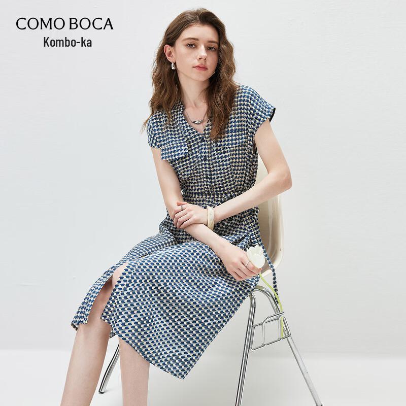 Women s Mulberry Silk Plaid Midi Dress S