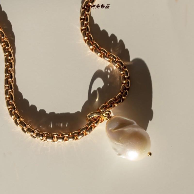 

Натуральное пресноводное жемчужное ожерелье с ключицами в стиле барокко с модным и индивидуальным дизайном для мужчин и женщин, универсальное ожерелье для пары