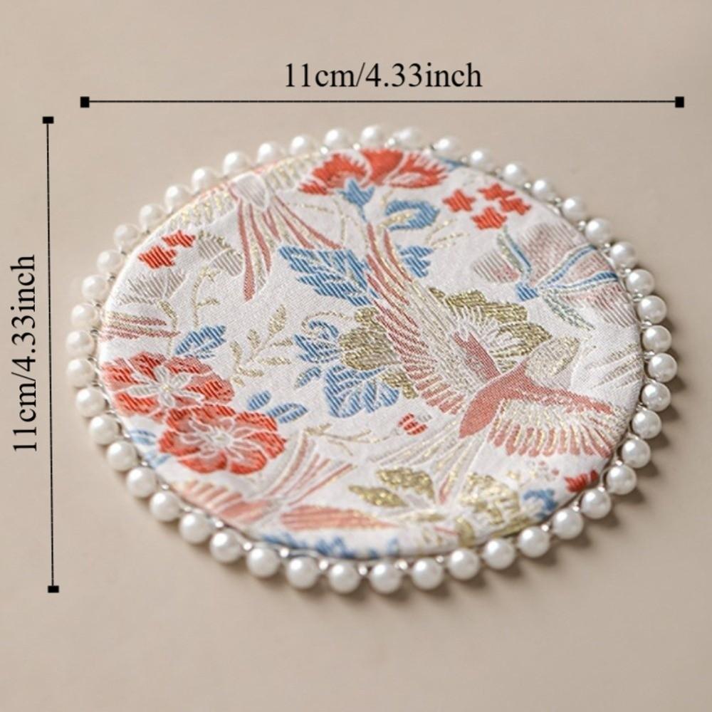 Cloth Pearls Edge Coaster Vintage Teapot Mat Swallow Brocade Cup Mat  Drinkware Accessories