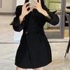 Yousheng Women Suit Coat Lapel Long Sleeve Side Buttons Placket Suit Jacket Solid Color Loose Fit Basic Business Outerwear