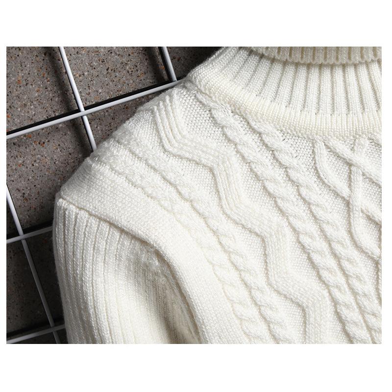 Otoño e Invierno Prendas de Punto de Cuello Alto para Hombres Moda Slim Fit Dos Solapas Jersey de Diamantes Suéter de Manga Larga